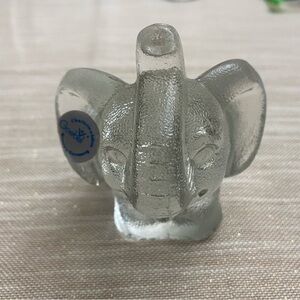Goebel Elephant Clear Textured Glass Paperweight Made in W. Germany Vintage